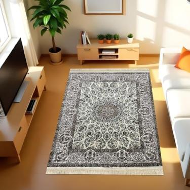 Imagem de 1 Tapete Belga Sala de Estar Sofá Grande Es Cl 140 x 200 Vr (D10Cla Bege Branco Amarelo - Classico Medalhão Floral)