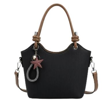 Imagem de Bolsa Feminina Transversal Couro Sintético 2 Alças Moderna Social Luxuosa ALWY (Preto)