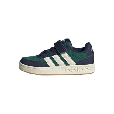 Imagem de adidas Tênis infantil unissex Breakbase de renda elástica e alça, Verde universitário/branco fora/azul marinho universitário, 11 Little Kid