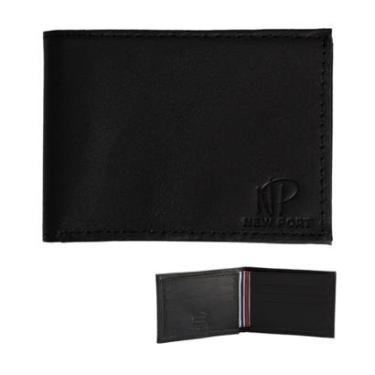 Imagem de Carteira Masculina Couro Legitimo Slim Pequena Luxo Preta-Masculino