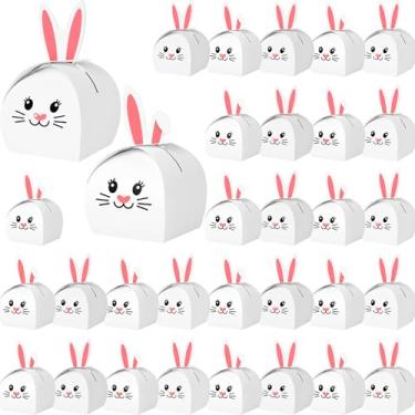 Imagem de Honoson 24 peças de sacos de presente de coelhinho caixas de presente de Páscoa, saco de papel de coelhinho, caixas de presente fofas de doces em forma de coelho, sacos de biscoito de padaria para