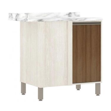 Imagem de Balcão Canto Reto De Cozinha Com Tampo 95 Cm 1 Porta De Abrir 1 Prateleira Linea Luciane Móveis