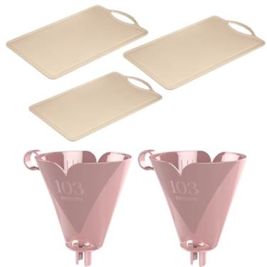 Imagem de Conjunto de 2 Suporte para Filtro de Café 103 Rosa + 3 Tábua de Cozinha Multiuso Pequena Cinza