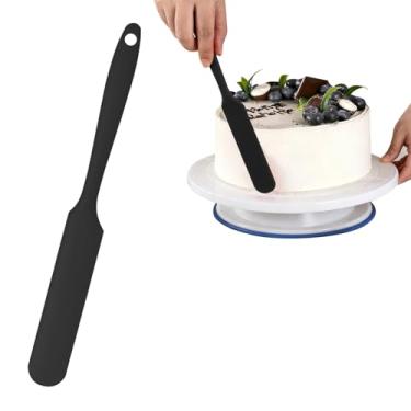 Imagem de Conjunto de espátulas de silicone resistentes ao calor, espátulas de manteiga para bolo, raspador de massa, antiaderente, flexível, ferramenta de cozimento (preto)