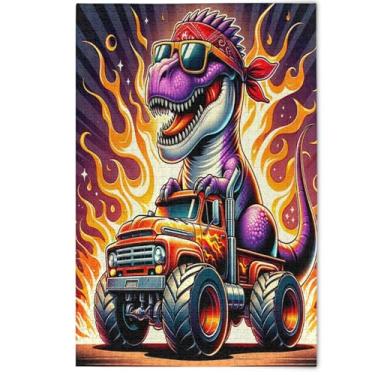 Imagem de Quebra-cabeças legais de dinossauros de fogo 1000 peças para adultos, quebra-cabeça engraçado para adultos cenário de arte animal, 1000 peças, 75 x 50 cm