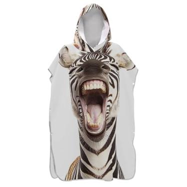 Imagem de TSENQUE Zebra Engraçado Animal Bonito Surf Poncho Trocador para Adultos Leve Feminino Ponchos com Capuz Praia Moletom Toalha Natação