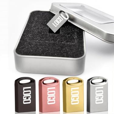 Imagem de Mini unidade USB de metal personalizada, pen drive pequeno personalizado para presentes de negócios, brindes promocionais, marca corporativa, lembranças de eventos, feiras, com embalagem de presente
