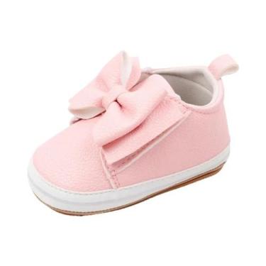 Imagem de Sapatos Pré-andadores Para Bebês Meninas, Macios, De PU, Com Laço De B