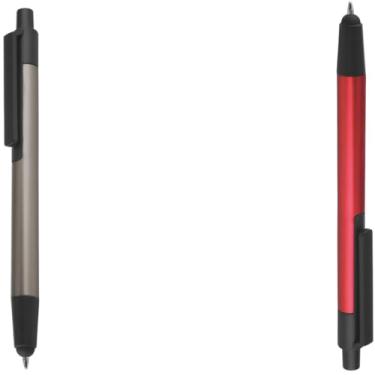 Imagem de Caneta Esferográfica em Metal, Retrátil, Ponta Touch, Escrita Azul, 0.5mm, Ambidestra, para Adultos (Cinza e Vermelho)