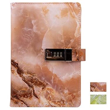 Imagem de Diário com cadeado A5 capa dura, diário de bloqueio SULIRUN1981 para mulheres e adultos, 192 páginas pontilhadas, couro sintético com bolso interno - marrom