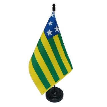 Imagem de Bandeira de Mesa Goiás, Decorativa, Dupla Face, Multicolorido, 19x13cm, Base e Haste Preta, Escritório e Eventos, Oxford