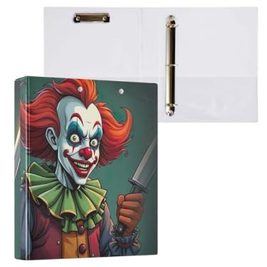 Imagem de Fichários de palhaço assustador de 5 cm com prancheta de material escolar universitário, prancheta de 3 anéis com armazenamento