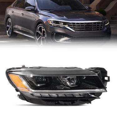 Imagem de CHELANGHU Conjunto de farol com lâmpada adequada para Volkswagen Passat S/SE/R-Line 2020 2021 2022 (modelos NON-SEL), farol dianteiro de LED substitui para 561941082A (lado direito do passageiro)