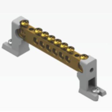 Imagem de Barramento neutro/terra 6/8 furos com suporte - brum