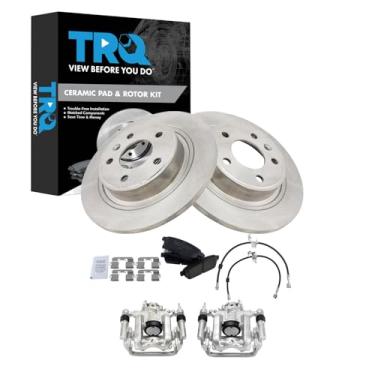 Imagem de TRQ Kit de freio traseiro e rotor de cerâmica compatível com Chevrolet Cruze 2014-2015