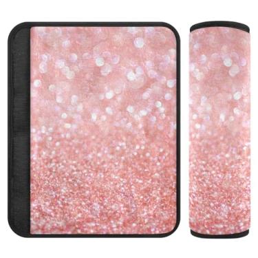 Imagem de Almofada de cinto de segurança de flanela macia com textura de glitter ouro rosa para crianças - Almofadas acolchoadas para carros, bolsas de câmera e mochilas