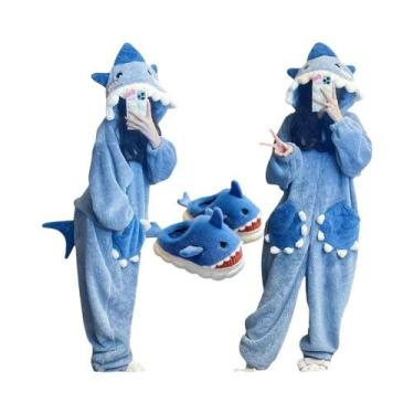 Imagem de Pijama Kigurumi Com Capuz De Tubarão E Unicórnio Para Mulheres, Fantas