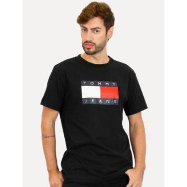 Imagem de Camiseta Tommy Jeans Masculina Regular Skate Flag Preta-Masculino