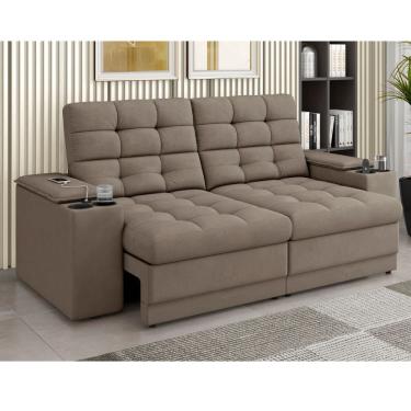 Imagem de Sofa 3 Lugares Retratil Reclinavel 205cm com USB Veludo Kansas Besthouse