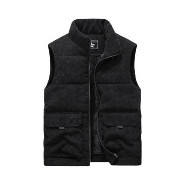 Imagem de Colete Masculino De Inverno Em Fleece Quente Sem Mangas Estilo Militar