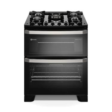 Imagem de Electrolux Fogão 5 bocas Electrolux Preto Experience Mesa de Vidro, 2 Fornos e PerfectCook360 (FE5DB) 220V