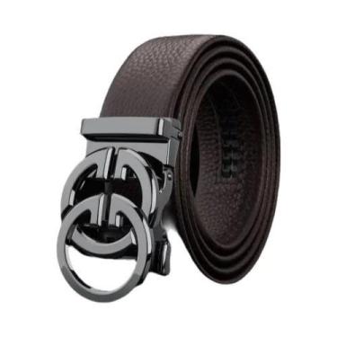 Imagem de Cinto De Couro Luxuoso Masculino Com Fivela Dupla G De Alta Qualidade 