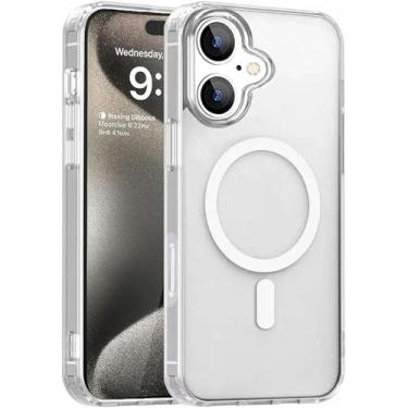 Imagem de Capas transparentes para iPhone 16, 15, 14, 13, 12, 11 Pro Max Plus com carregamento sem fio, capa traseira magnética transparente, para iPhone 15