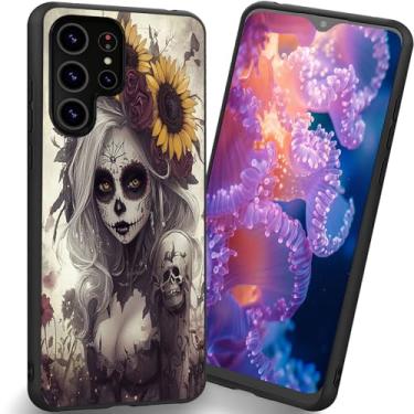Imagem de RUUHLJLET Projetada para Samsung Galaxy S26 Ultra de 6,9 polegadas, capa fosca macia oferece proteção total (caveira de açúcar e girassol)
