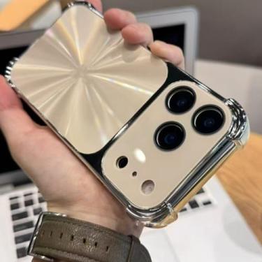 Imagem de Capa protetora com janela de vidro para iPhone 13 14 15 16 17 Pro Max Air, à prova de choque, com bordas reforçadas e proteção reforçada (para iPhone 13 Pro/Branca)