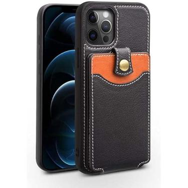 Imagem de KANUZ Capa traseira para celular com abertura traseira, para Apple iPhone 12 Pro Max (2020) de 16,7 cm, à prova de choque, totalmente embrulhada, porta-cartão