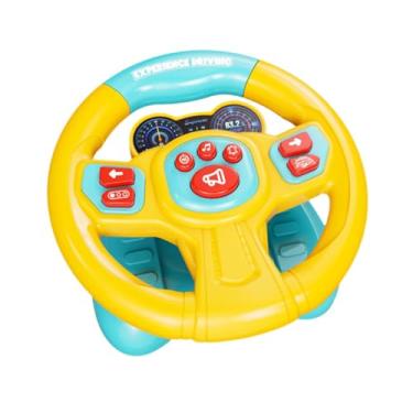 Imagem de oshhni Volante de brinquedo de simulação, brinquedo de condução de carro elétrico criativo com luz e música para crianças em idade pré-escolar (3 anos), Amarelo