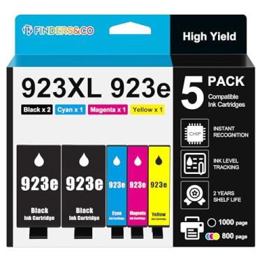 Imagem de F FINDERS&CO Cartuchos de tinta 923e 923XL (com chip) compatíveis com substituição de tinta HP 923 para impressora HP OfficeJet Pro 8120e 8122e 8130e 8125e 8135e 8138e 8139e (2BK/C/M/Y)