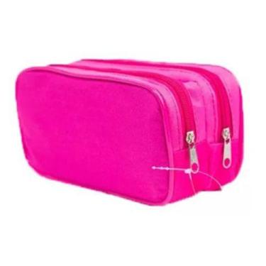 Imagem de Estojo Duplo Liso Escolar Grande C/ Borda Várias Cores - JKF - JKF Est