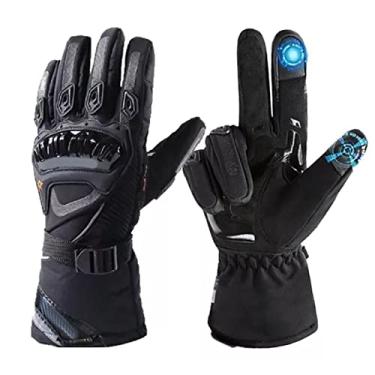 Imagem de SPYMINNPOO Luvas de Corrida Powersports Com Junta Dura Com Tela Sensível Ao Toque, Boa Aderência, Respirável para Moto, Couro de Microfibra Preto (L)