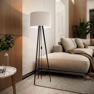 Imagem de Luminária Abajur Tripé De Chão Sala de Estar Pés em Aço Industrial Luxo Londres