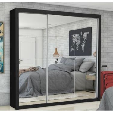 Imagem de Guarda Roupa Clara Premium com Espelho Preto - Carioca