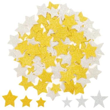 Imagem de POMKON 100 peças de adesivos de estrela de espuma dourada, estrelas autoadesivas de espuma de Natal para artesanato, álbuns, recompensa, decoração de casa, Natal