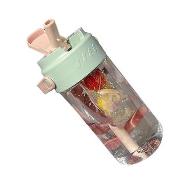 Imagem de Phefop Garrafa de água de Palha, Garrafa de Palha Fofa de Material de PC Com Filtro de chá, 800ml para Amantes de chá, Perfeita para Escola, Trabalho e Viagens (Verde)