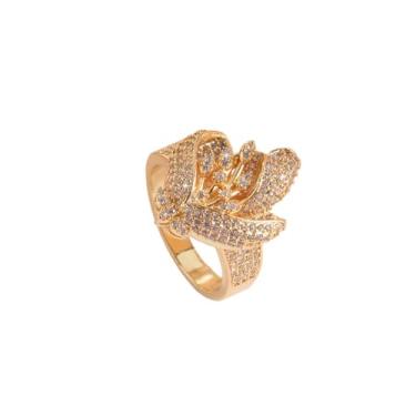 Imagem de Kokoma Anel de flor para mulheres, zircônia cúbica, floral, delicados, anéis de folha de trigo, eternidade, compromisso, noivado, casamento, joias modernas, Adjustable, Cobre, Sem pedra preciosa