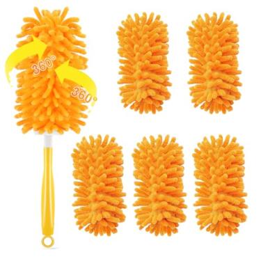 Imagem de Refil de espanador para Swiffer, 360 refis para serviço pesado, kit de espanador reutilizável para casa, escritório, móveis e exterior (pacote com 5 + 1 alça)