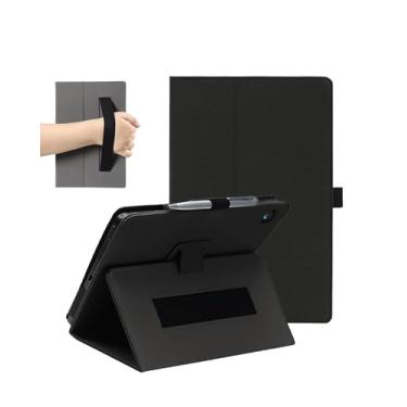 Imagem de Capa para tablet Lenovo Tab One de 8,7 polegadas, capa dobrável de couro sintético FJIASTB com suporte para caneta e alça de pulso, portátil para viagens de negócios (preto)