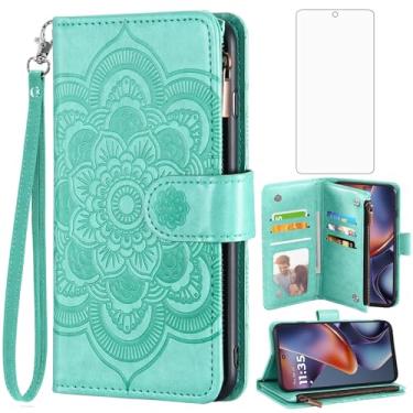 Imagem de Asuwish Capa de telefone para Motorola Moto G 5G 2025 capa carteira com protetor de tela de vidro temperado e flor couro PU flip porta-cartão de crédito suporte cordão acessórios para celular G5G 5 G