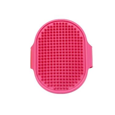 Imagem de Escova de limpeza para cães, pente de xampu para animais de estimação, luva de borracha macia, pente de massagem com alça ajustável (vermelho)