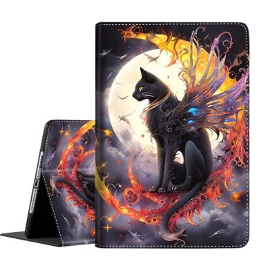 Imagem de Capa para Samsung Galaxy Tab S10 Lite/S10 FE 2025/ S9 FE 10,9 polegadas/S9 11 polegadas 2023, capa fina dobrável com suporte para despertar/hibernar automático para Galaxy Tab S10 Lite, gato da lua