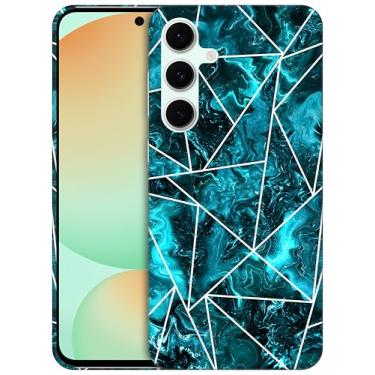 Imagem de GlamCase - Capa com suporte impresso em mármore geométrico azul-petróleo para S24FE5G