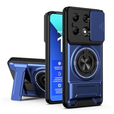 Imagem de SORAKA Capa para Xiaomi Redmi Note 13 4G com suporte,proteção de lente com janela e capa dupla de PC e TPU compatível com suporte magnético para carro