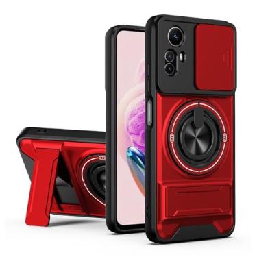 Imagem de SORAKA Capa para Xiaomi Redmi Note 12S 4G com suporte,proteção de lente com janela e capa dupla de PC e TPU compatível com suporte magnético para carro