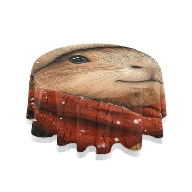 Imagem de Qilmy Toalha de mesa redonda de palmeira de treliça verde, 152 cm, resistente à água, à prova de derramamento, capa de mesa grande para jantar de reunião de família em ambientes internos e externos