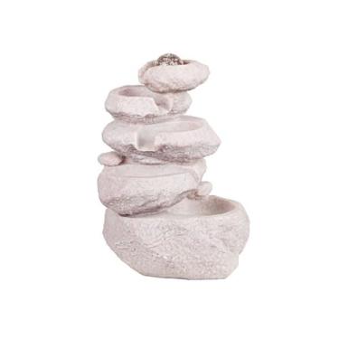 Imagem de Fonte de água de mesa em cascata interna, recurso de cachoeira de meditação, decoração de casa com cascata de mesa Feng Shui