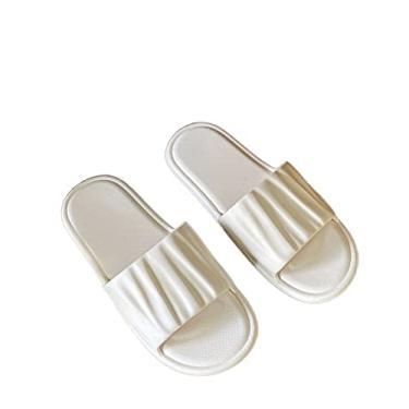 Imagem de Sapatos de banheiro moda personalidade chinelos femininos verão casa interior fundo macio banheiro banho casal sandálias casa chinelos masculino casa chuveiro chinelos casa verão (branco, 36-37)
